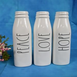 Rae Dunn "PEACE HOPE LOVE" vases